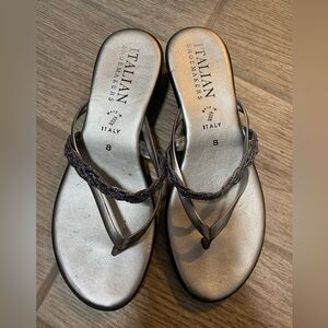 Italian Shoemakers Silver Sandals Dressy Casual